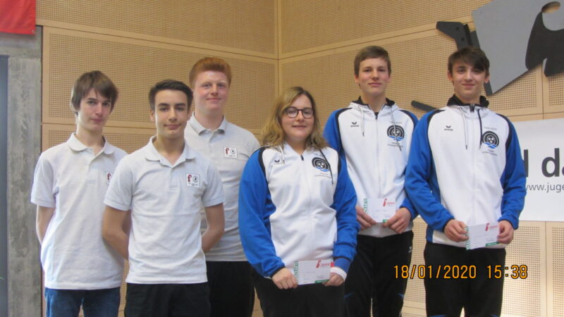 Pistole Junioren-Gruppe: 2. KSBL 1 (Joel Kym, Jan Beeler, Leander Coolen); 1. AGSV 1 (Lara Furrer, Christophe Wolfgang, Andrin Bürgin)